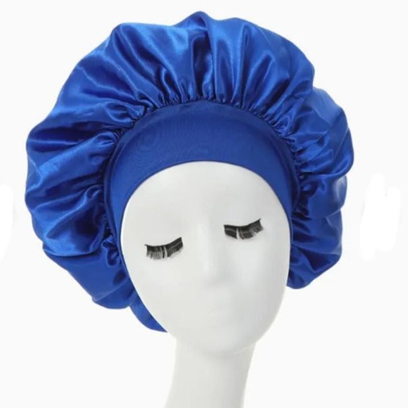 Women Satiny Bonnets for Sleeping Blue Band - Picture 1 of 1